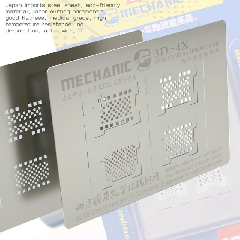 MECHANIKAS 3D-4X 3D Išdrožomis Reballing Trafaretas Už PCIE/NAND/Standžiojo Disko IPhone XR XS Max XS X 8P 8 7P 7 6SP IPad 2/3/4 Oro Remontas