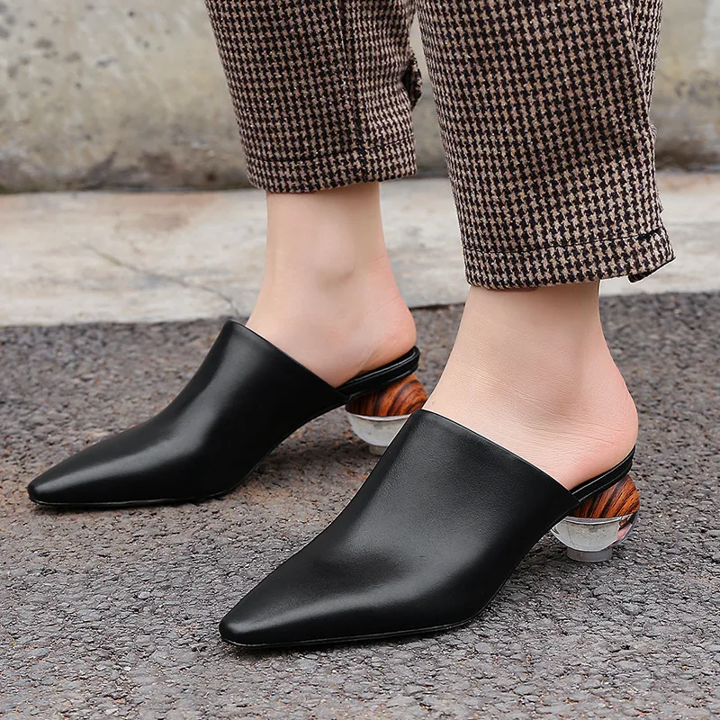 MORAZORA 2019 naujausias siurbliai, moterims, natūralios odos batai pažymėjo tne kristalų kulniukai vasaros batų mados atsitiktinis mulų batus moteris