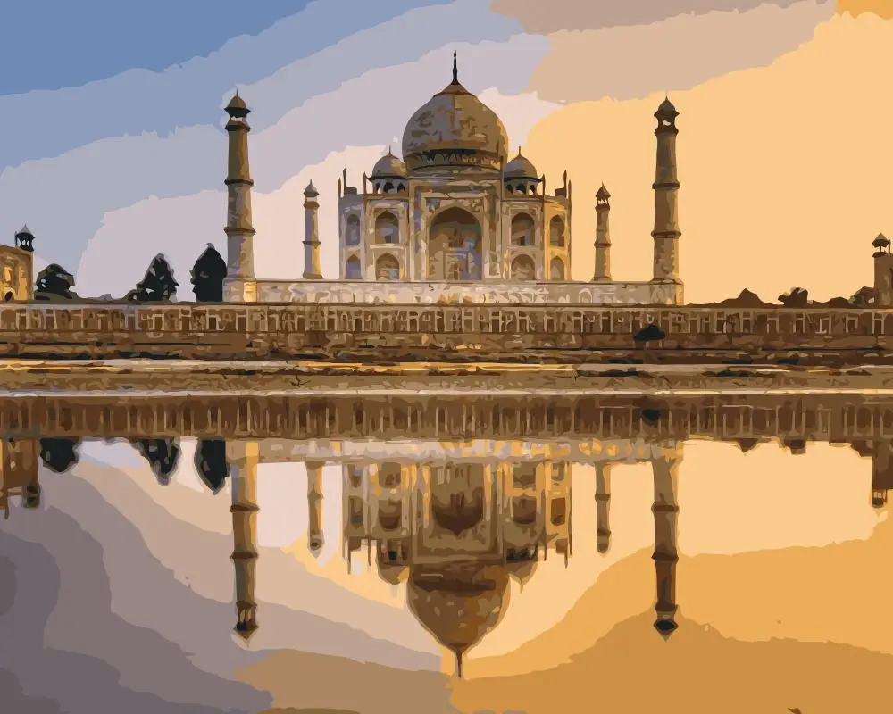 MaHuaf-i856 Taj Mahal Indijoje Tapybos numeriai kraštovaizdį 