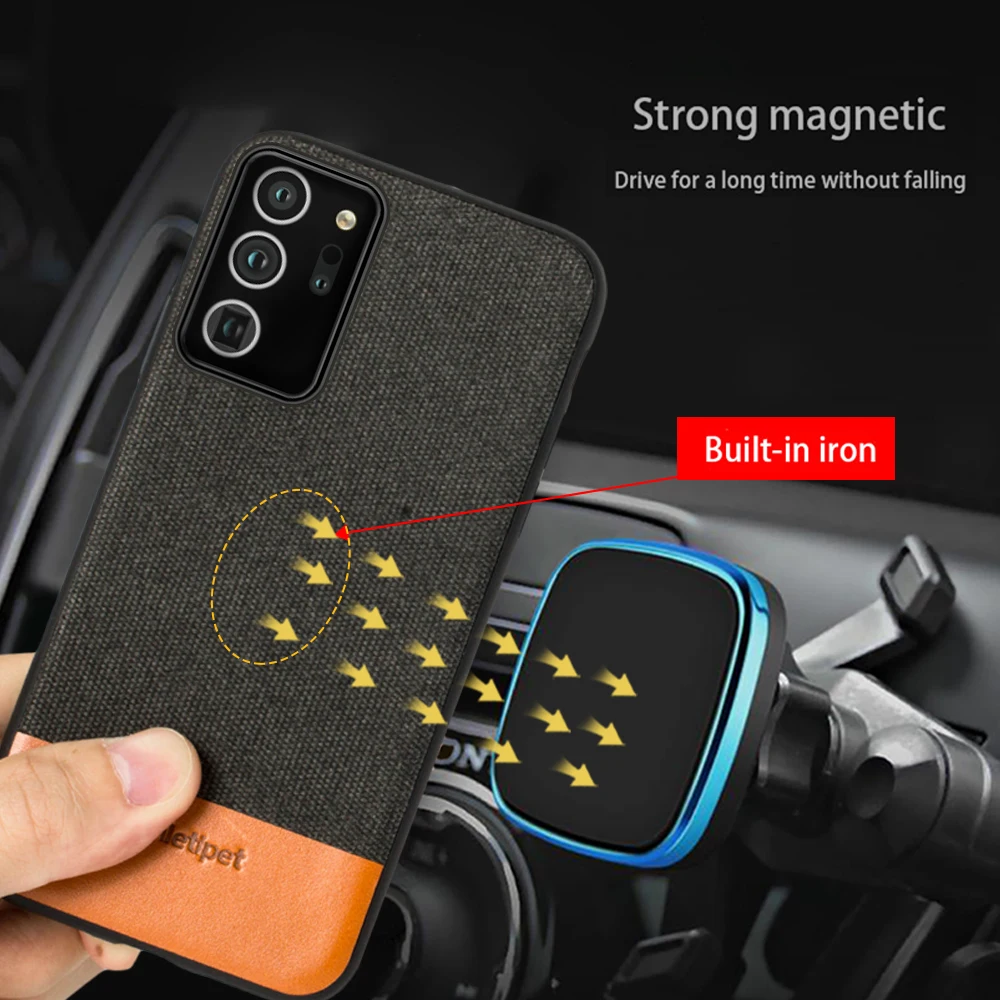 Medžiaga Magnetinio telefono dėklas, Skirtas samsung Galaxy note, 20 ultra s10 s20 s21 plius galinį dangtelį verslas 
