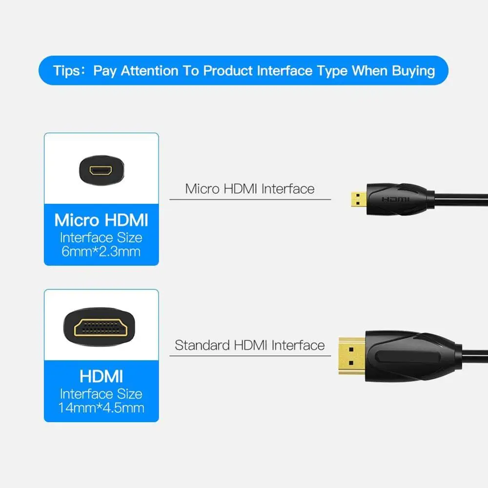Micro HDMI į HDMI Kabelis 4K 60hz,HDMI 2.0 Male Vyrų 1080P 3D Didelės Spartos HDMI Kabelis, Adapteris, skirtas HD TELEVIZIJOS PS3 XBOX PC Camera