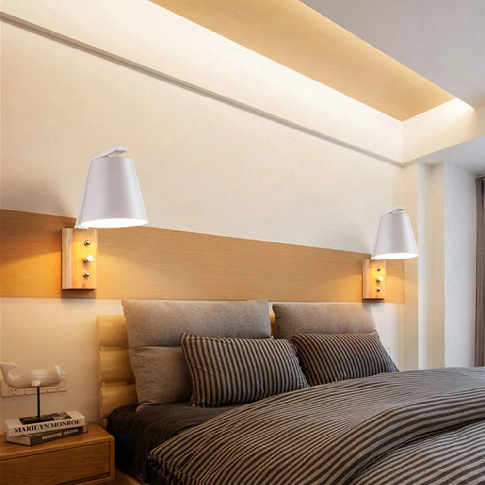 Miegamojo lempa paprasta modernios sienos šviesos kūrybos medienos menas sienos lempos naktiniai balkono eilėje studijų skaityti sienos sconce