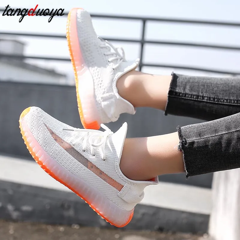 Moterų bėgimo bateliai, laisvalaikio bateliai 3D želė banga, batai, kojinės, batai moterų 2020 m. vasarą naujų plaukioja austi laisvalaikio sportiniai bateliai