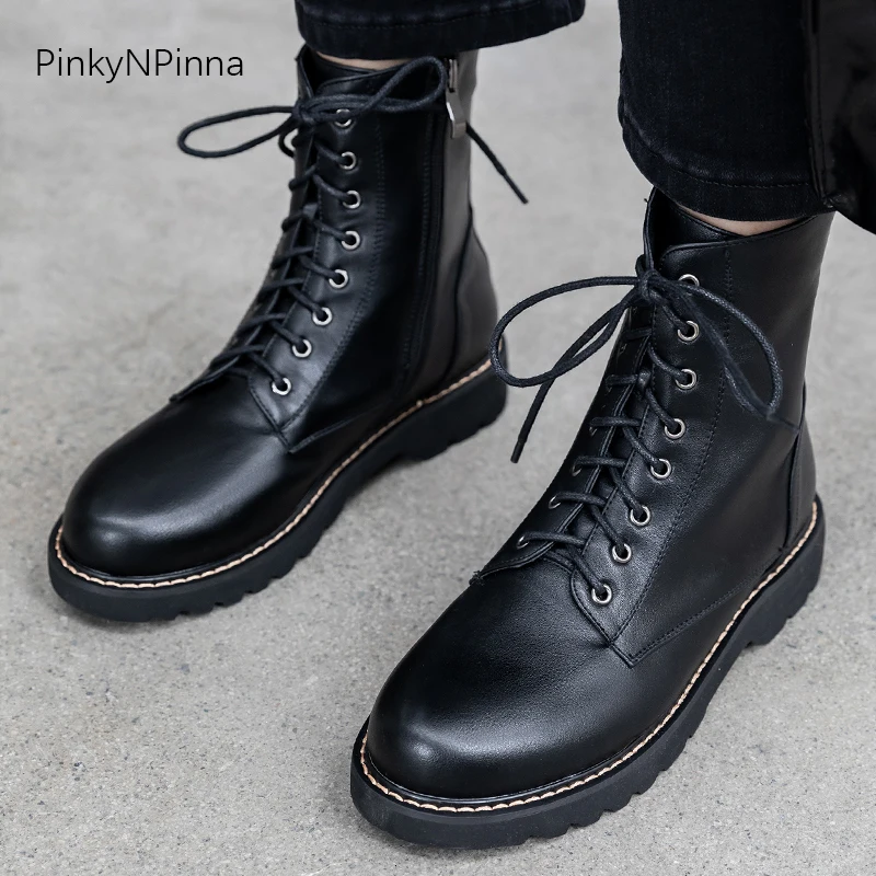 Moterų žiemos batai storio apačioje trumpas pliušinis viduje zip juoda gatvės šiltas lauko jojimo sniego bateliai punk jaunų plius dydis