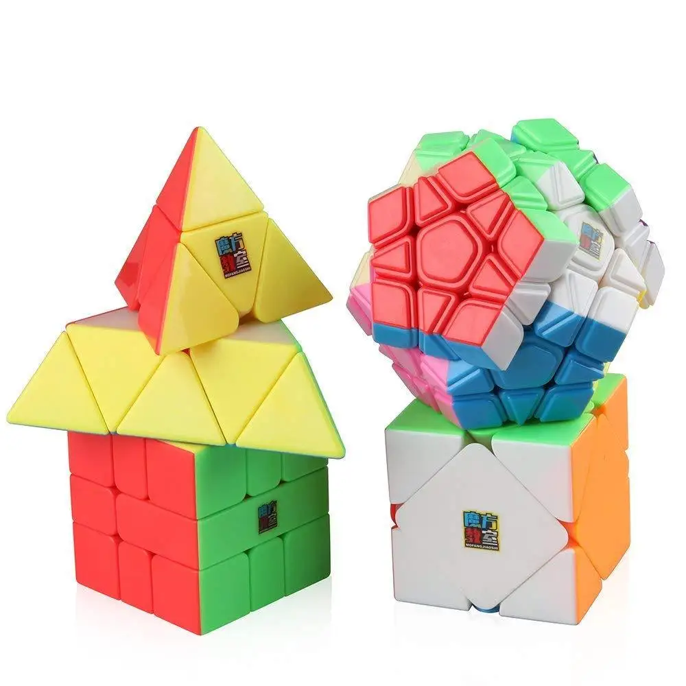 Moyu Greitis Kubo Pluoštas Megaminx Piramidės Nerijos Aikštėje-1 Stickerless Magijos Kubo Galvosūkį Twist Žaislas 4pcs Paketą Įvairių Spalvų ABS