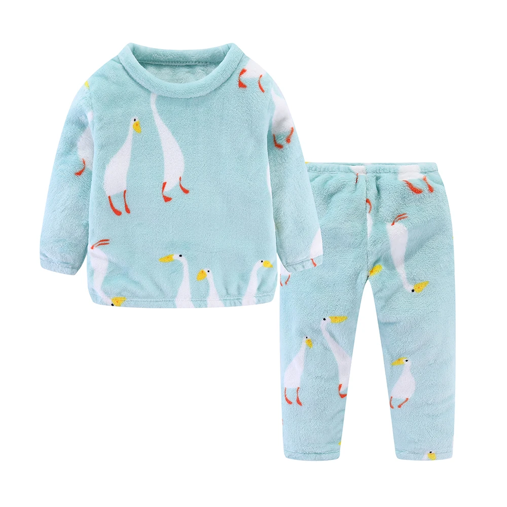Mudkingdom Berniukams Mergaičių Žiemos Pajama Komplektai Dinozaurai Pižama Koralų Aksomo Šilumos Sleepwear Vaikams Drabužių