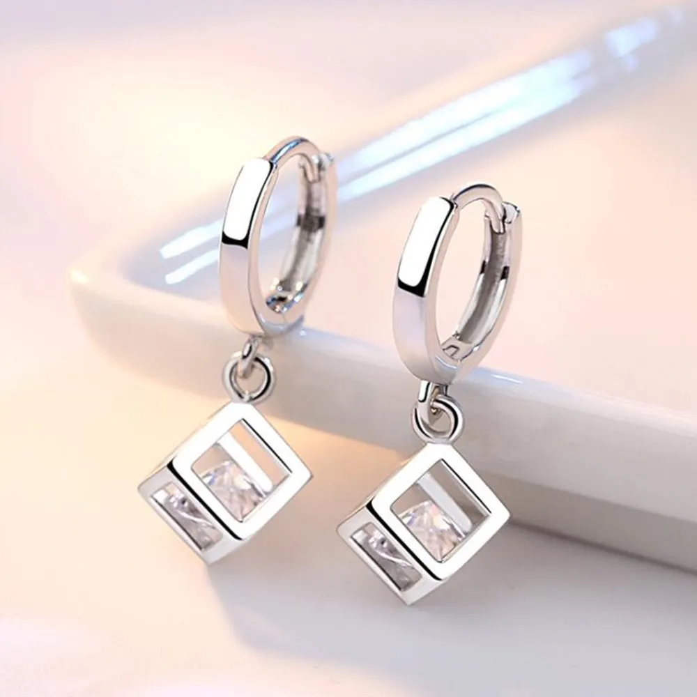NEHZY 925 sterlingas sidabro auskarai papuošalai aukštos kokybės naujas retro paprasta tuščiaviduriai aikštėje super flash Cirkonis auskarai karšto pardavimo
