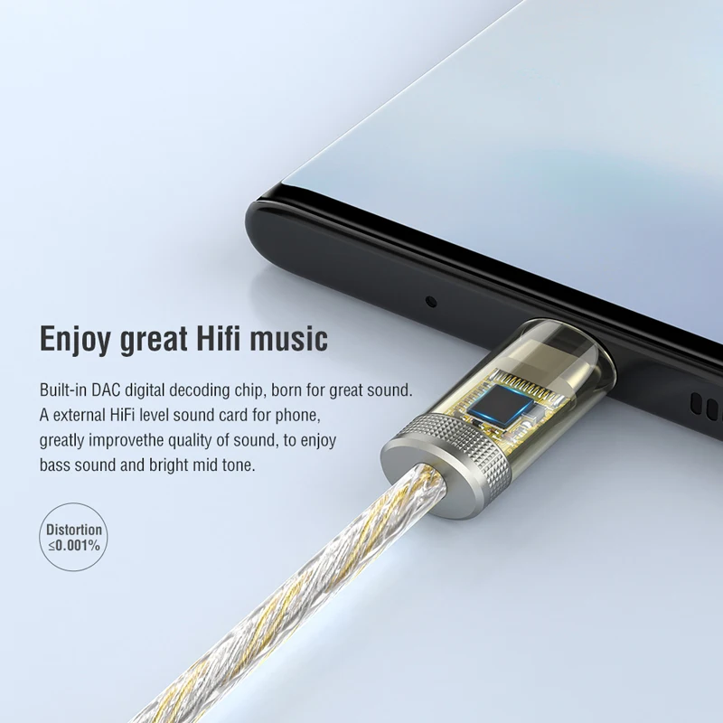 NILLKIN HIFI VPK Ausinių Stiprintuvą Pro Tipas-C 3.5 mm Audio Adapteris Stiprintuvo 32bit/384K Samsung 