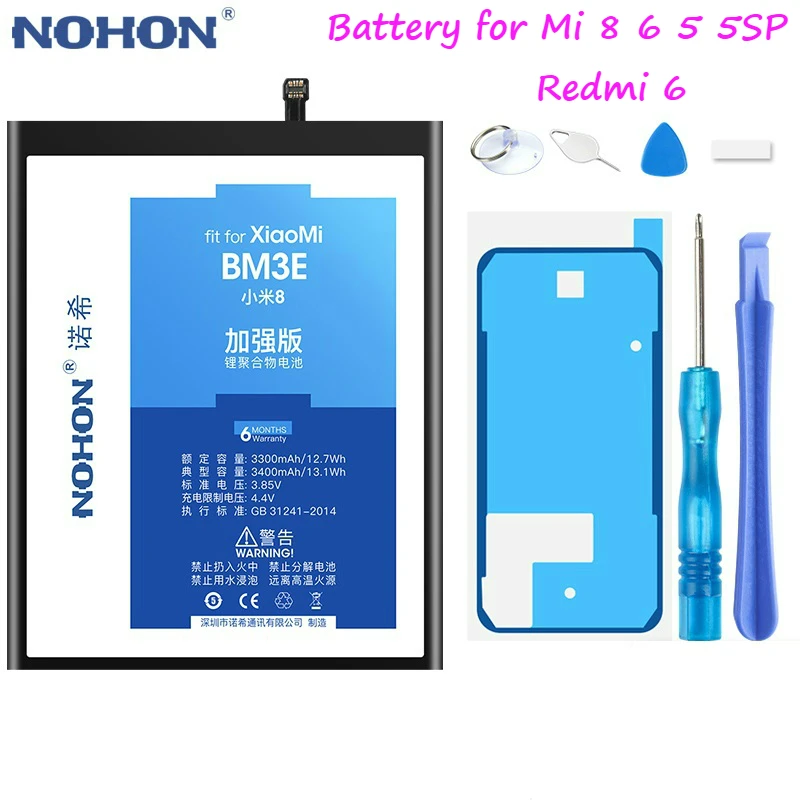 NOHON Baterija Xiaomi Mi8 Mi6 Mi5 Redmi 6 Note4X Mi 8 6 5 5SP Redmi 6 BM3E BM39 BM37 Pakeitimo Mobiliojo Telefono Bateria Batarya