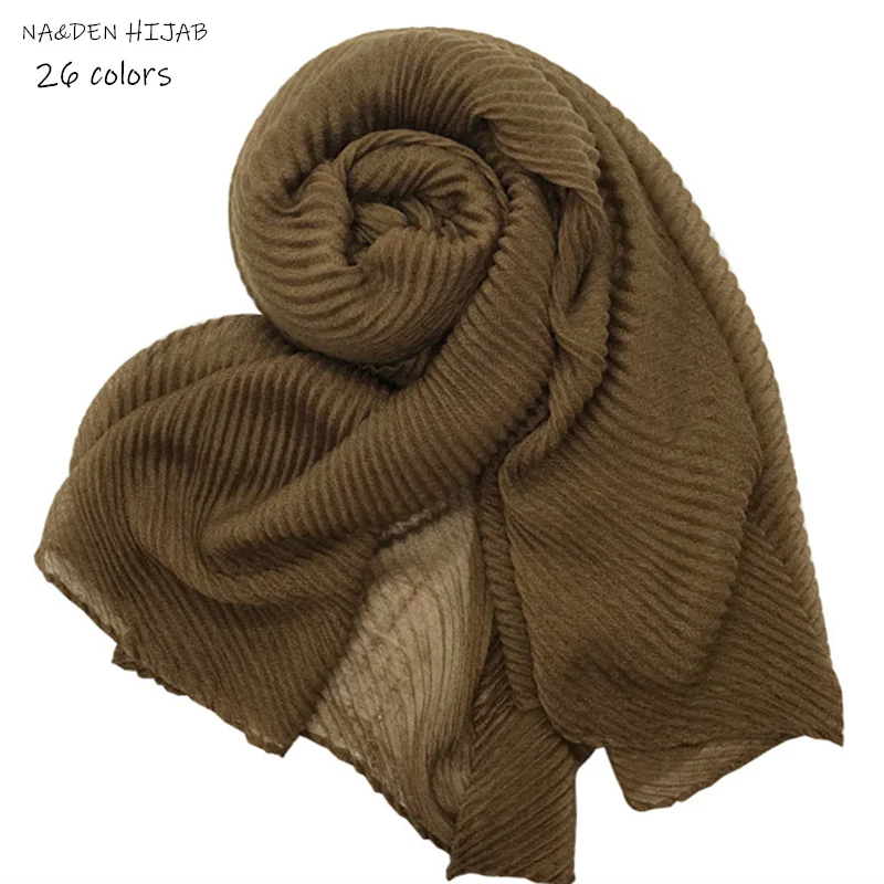 Naujas Mados 26 spalvos raukšlių kietas skaros, viskozės, medvilnės Musulmonišką hidžabą moteris, šalikai pashmina bandana plisuotos scarf10pcs/daug