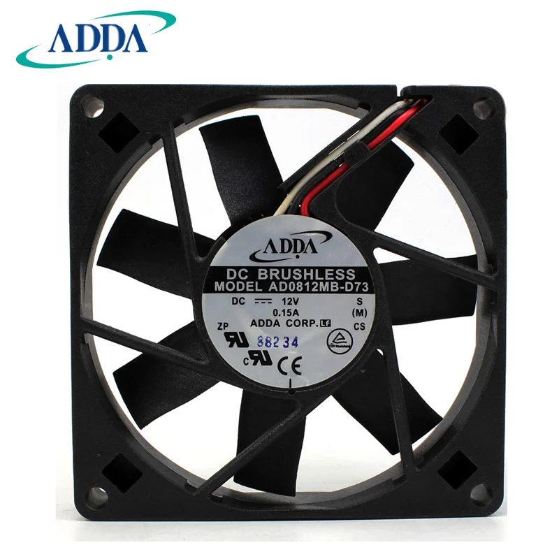 Naujas Originalus ADDA AD0812MB-D73 8015 12V0.15A 8CM Tachometras Signalas CPU aušinimo ventiliatorius