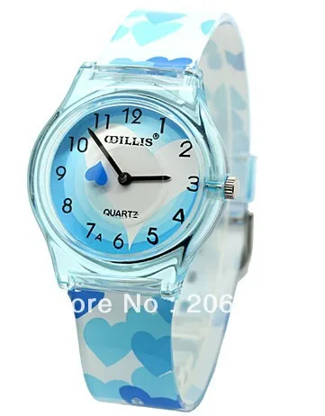 Naujas WILLIS Širdies formos Vaikų laikrodžiai Riešo Laikrodis (Rožinis.mėlyna)+nemokamas pristatymas