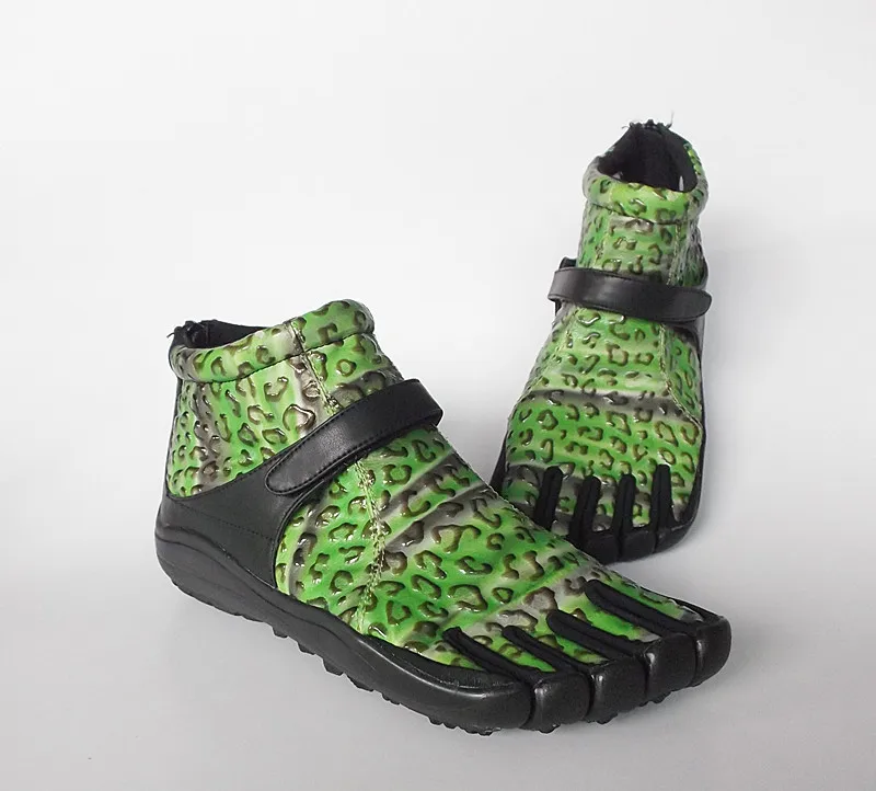 Nauji Moteriški aukštos sumažinti Penki pirštų batai Rudens-Žiemos lauko leopard 