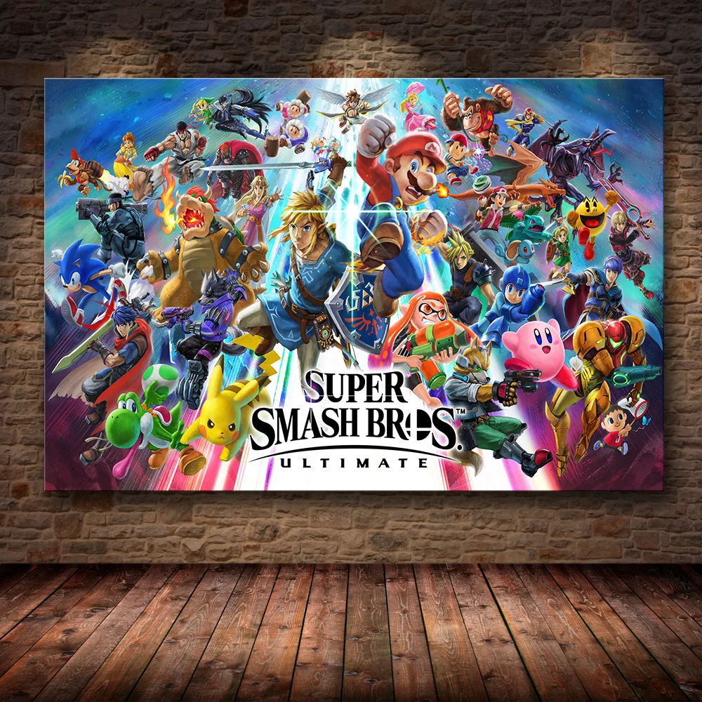 Neįrėminti Plakatas Dekoravimas, Tapyba Super Smash Bros HD Drobės drobės tapybos meno žaidimas plakatas sienos menas drobė