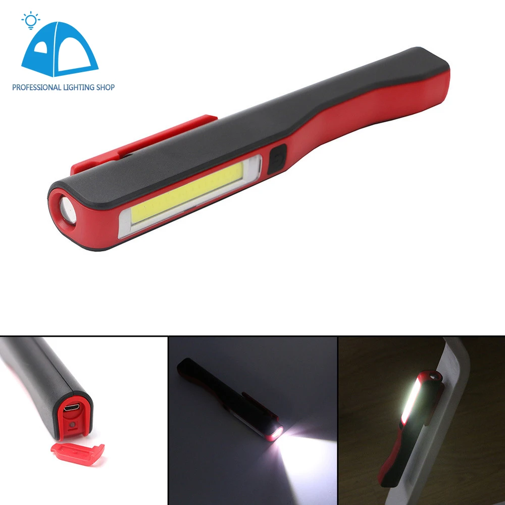 Nešiojamų COB Įkraunamas LED Žibintuvėlis Rankinį Darbą Šviesos Potvynis Šviesa/Tikrinimo Lempa maitinama AAA Baterijos arba Usb Įkrovimas
