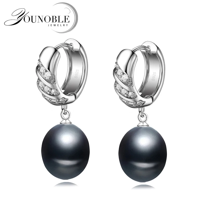 Nuotakos nekilnojamojo 925 sterlingas sidabro lašas perlo auskaru moterims,annivesary mergina dovanų natūralių gėlo vandens black pearl auskarai