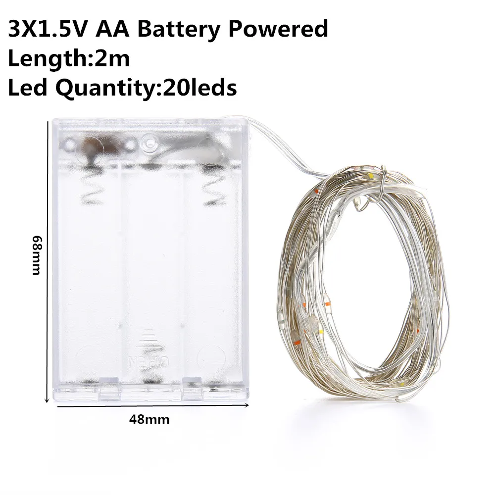 OSIDEN 2M Stygos Varinės Vielos 3XAA baterijomis, Kalėdų Vestuves Apdailos LED String Pasakų Žibintai