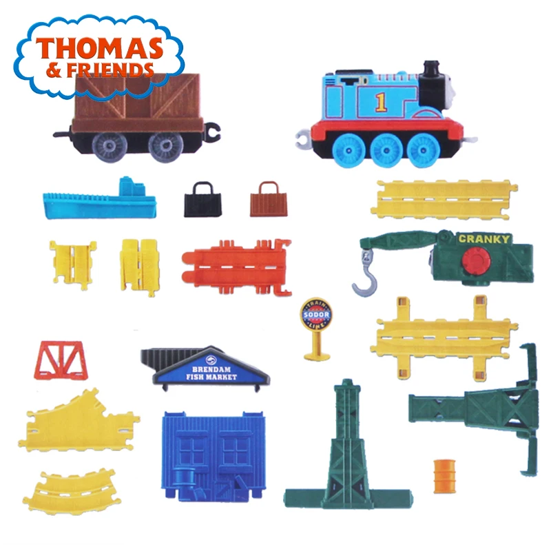 Originalus Thomas & Friends Krizė Prieplaukos Nustatyti Vaikai Lydinio Mažas Traukinio Bėgių Žaisti Žaislai DWB96 Su Reikmenys Vaikas Žaislas