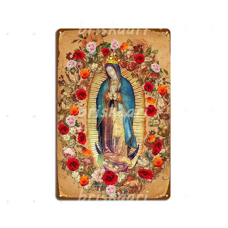 Our Lady Of Gvadalupės Mergelės Marijos Katalikų Meksika Plakatas Metalo Ženklai Kambarį Plokštelių, Kino Virtuvės Metalo Plakatai