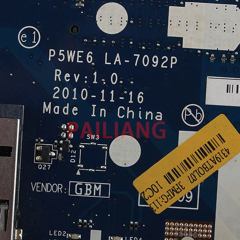 PAILIANG Nešiojamojo kompiuterio plokštę ACER Aspire 5253 PC Mainboard P5WE6 LA-7092P MBNCV02002 tesed DDR3