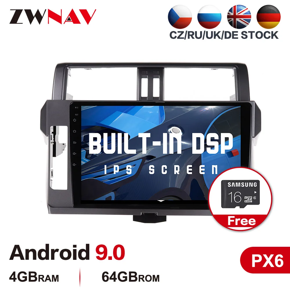 PX6 4+64G Android 9.0 Automobilio Multimedijos grotuvo Toyota Prado-2017 automobilio radijas stereo GPS navi galvos vienetas touch screen nemokamai žemėlapyje