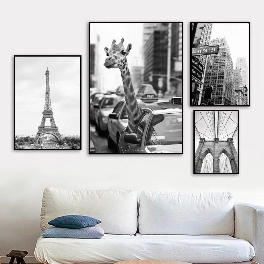 Paryžiaus Bokšto New York Žirafa Namų Citatos Sienos Meno Tapybos Drobės Šiaurės Plakatai Ir Spausdina Sienos Nuotraukas Gyvenimo Kambario Dekoro