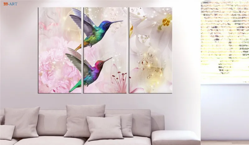Pora Hummingbirds Plakatai ir Spausdina Rausvos Violetinės Sienos Meno Tapybos Drobės Vestuvių Dekoravimas Romantiška Dovana Nuotraukas Neįrėminti
