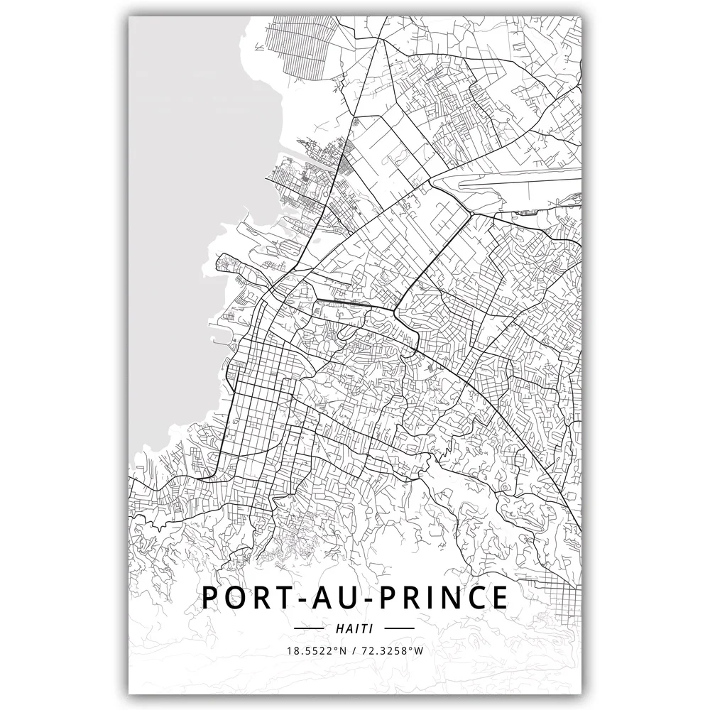 Port Au Prince, Haitis Žemėlapis Plakatas