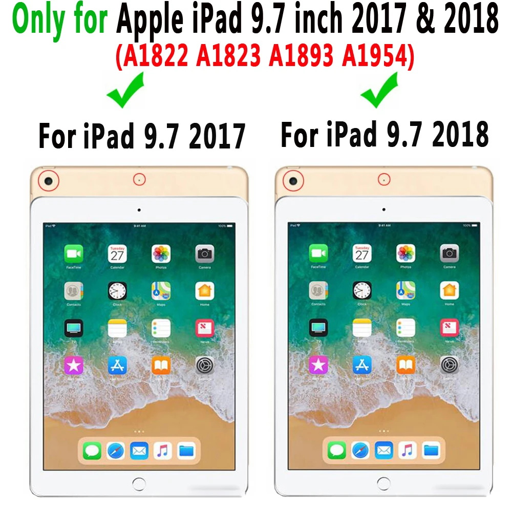 Premium Odos Smart Case for Apple iPad 9.7 2018 6 6-osios Kartos A1893 A1954 9.7 2017 5 5 Gen A1822 A1823 Padengti +Filmas+Rašiklis