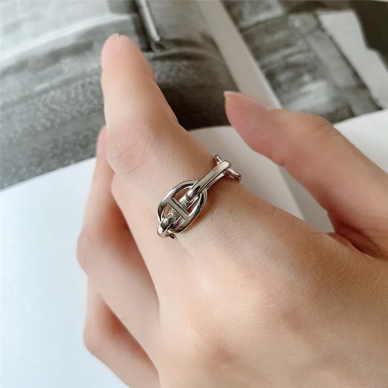 RUIYI Nekilnojamojo 925 Sterlingas Sidabro Moterų prancūzų Stilius Unikalus Kiaulių Nosies Formos Nišą Žiedai Merginos korėjos Stiliaus 18K Auksu Prabangus Žiedas