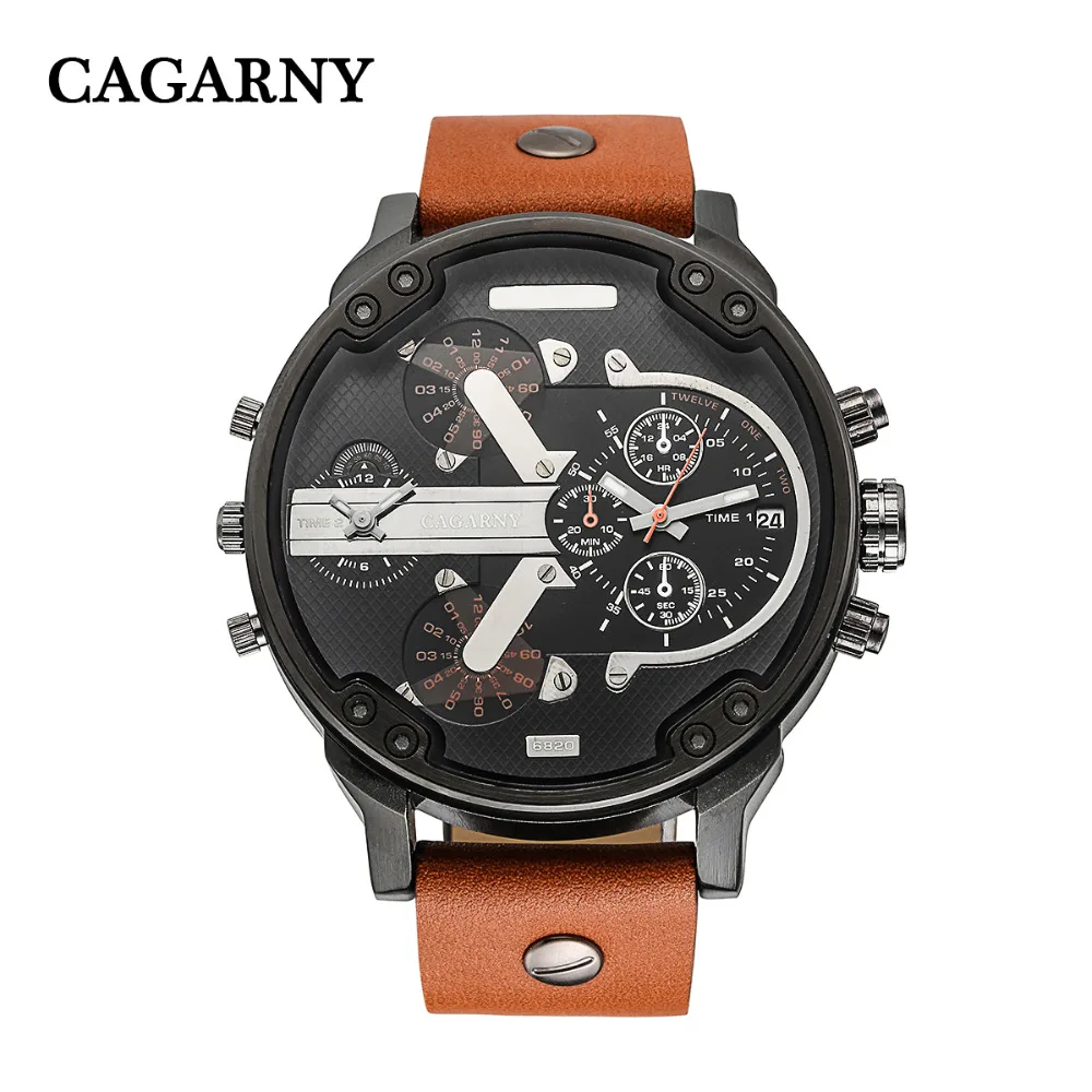 Reloj Hombre 2017 Prabangos prekės CAGARNY Vyrų Laikrodžiai Odinis Dirželis Kvarcas Žiūrėti Karinės Sportinis Vyrų Laikrodis Relogio Masculino