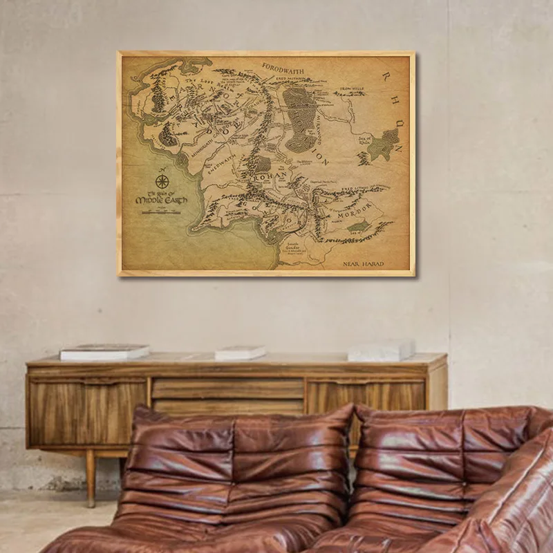 Retro Middle Earth Kraft Popieriaus Žemėlapį Tapybos Spausdinimo Ant Drobės Plakatai Ir Spausdina ant Viešpaties Sienos Nuotraukas Gyvenimo Kambario Dekoro
