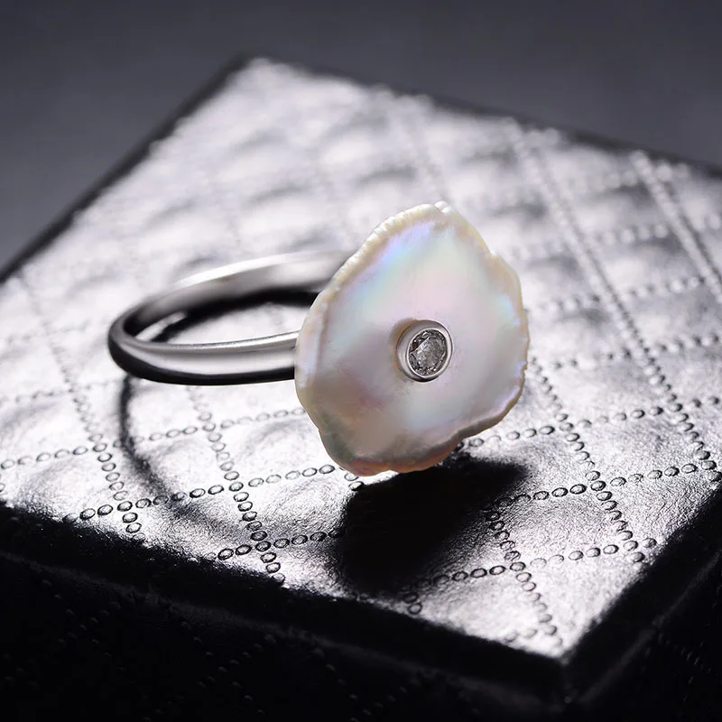 Shineland Natūralių Gėlavandenių Perlų Žiedas 925 Sterlingas Sidabro Papuošalai Baroko Perlas Žiedai Mados Dizaineris Moterų Vestuvių