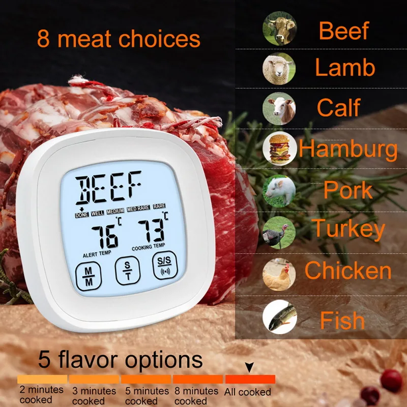 Skaitmeninis Mėsos Virtuvės Termometras, Nerūdijančio Vandeniui Mėsos temperatūrinis Orkaitės Kepimo GRILIS Temperatūros Matuoklis INSTOCK!