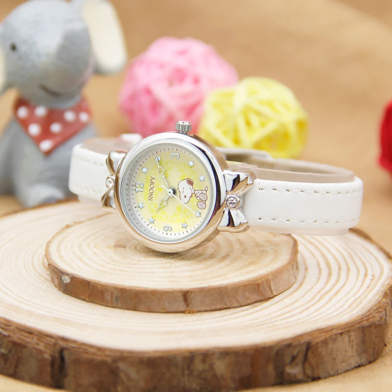 Snoopy Vaikams Žiūrėti Vaikams Žiūrėti Atsitiktinis Mados Mielas Kvarciniai Laikrodžiai Merginos Oda Watchband Vandens Resisitant laikrodis