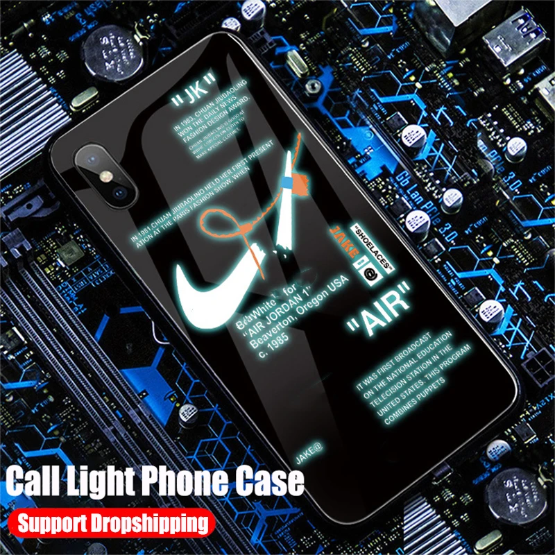 Sporto Skambinkite Šviesos Atveju iPhone 12 11 Pro Max 8 7 6 6S Plus LED Atveju Grūdintas Stiklas Coque 