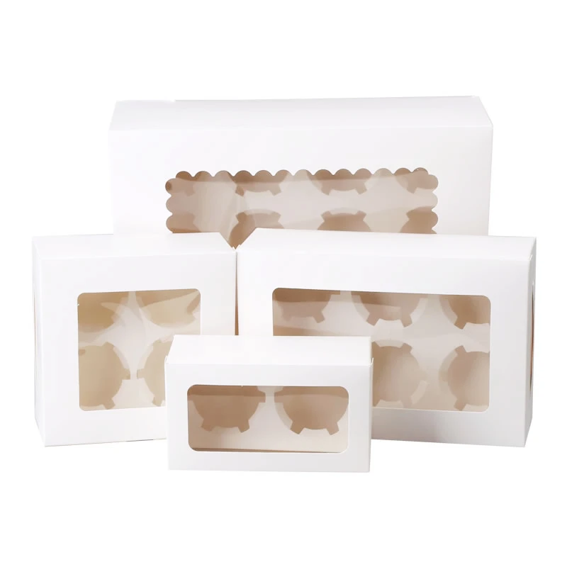 StoBag 10vnt Marmuro/Kraft/Balta Cupcake Dėžutė Su langeliu Sausainių Dėžutės Šokolado Apdailos Kalėdų Dovanų Pakavimo Partijos Naudai