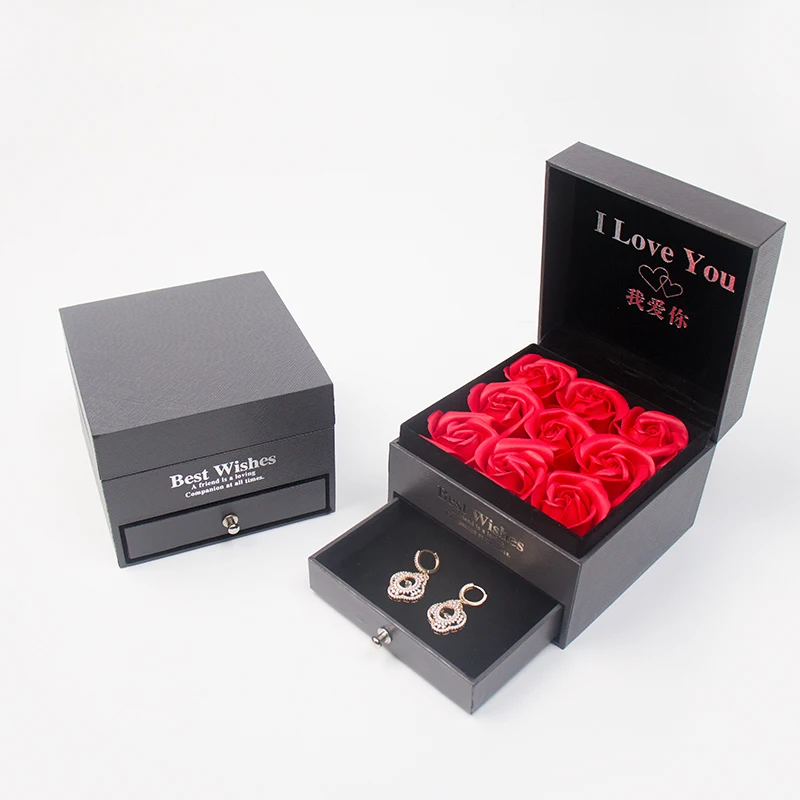 TA MINGREN Romantiška Rožė Gėlių Premium Dvigubas Stalčius Papuošalai Prabanga Užsakymą Meilužis Gimtadienio Dovanų Dėžutėje