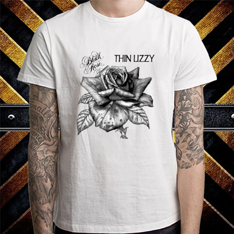 Thin Lizzy Black Rose Roko Legenda VYRIŠKI Balti Marškinėliai Dydis S Iki 3Xl Humoro Tee Marškinėliai