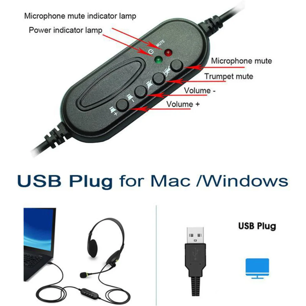 USB Laidinė laisvų Rankų įranga Triukšmas Atšaukimas Ausinės su Mic 