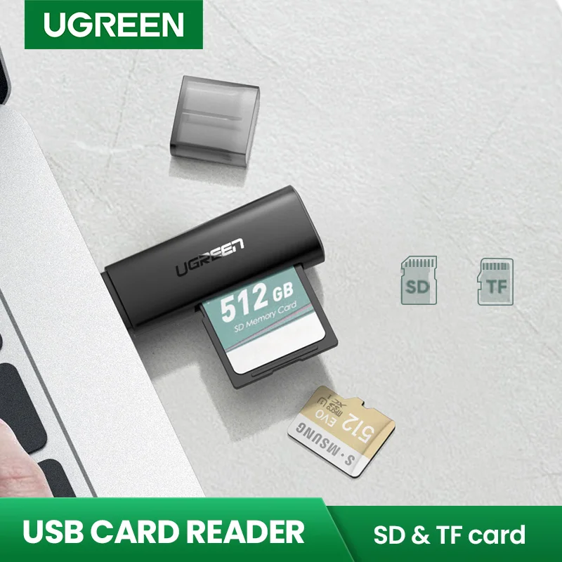 Ugreen 2 in 1, USB Kortelių Skaitytuvas, USB į SD Micro SD TF Card Reader Kompiuteris Nešiojamas Reikmenys, Smart Card Skaitytuvas SD Kortelių Skaitytuvas