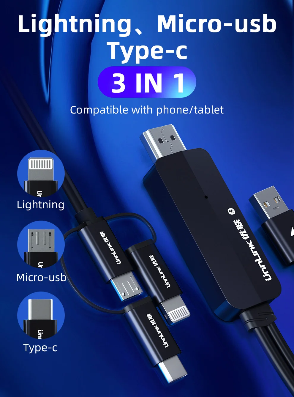 Unnlink USB į HDMI suderinamus Veidrodis Mesti Konvertuoti Kabelis su Garso MHL 