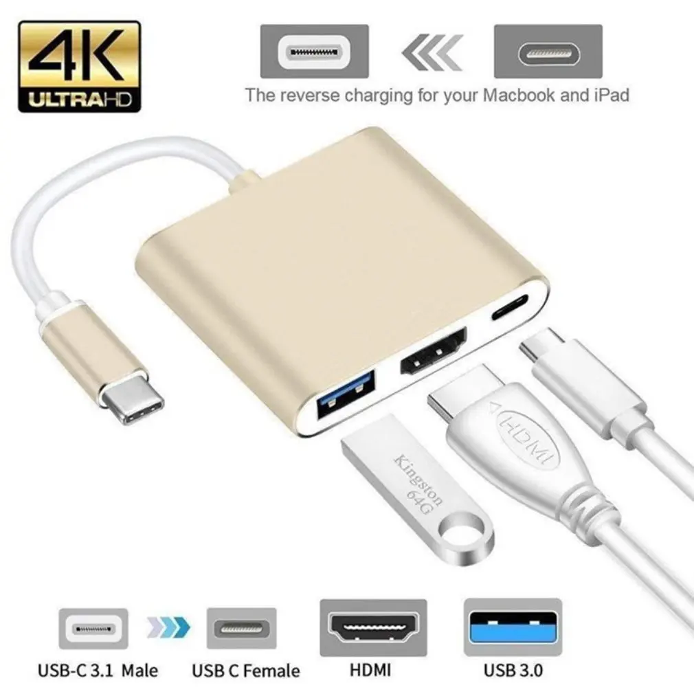 Usb c HDMI Usbc Hdmi 3.1 Konverteris Adapteris c Tipo hdmi HDMI/USB 3.0/C Tipo Adapterio Tipas-C Aliuminio Apple Macbook