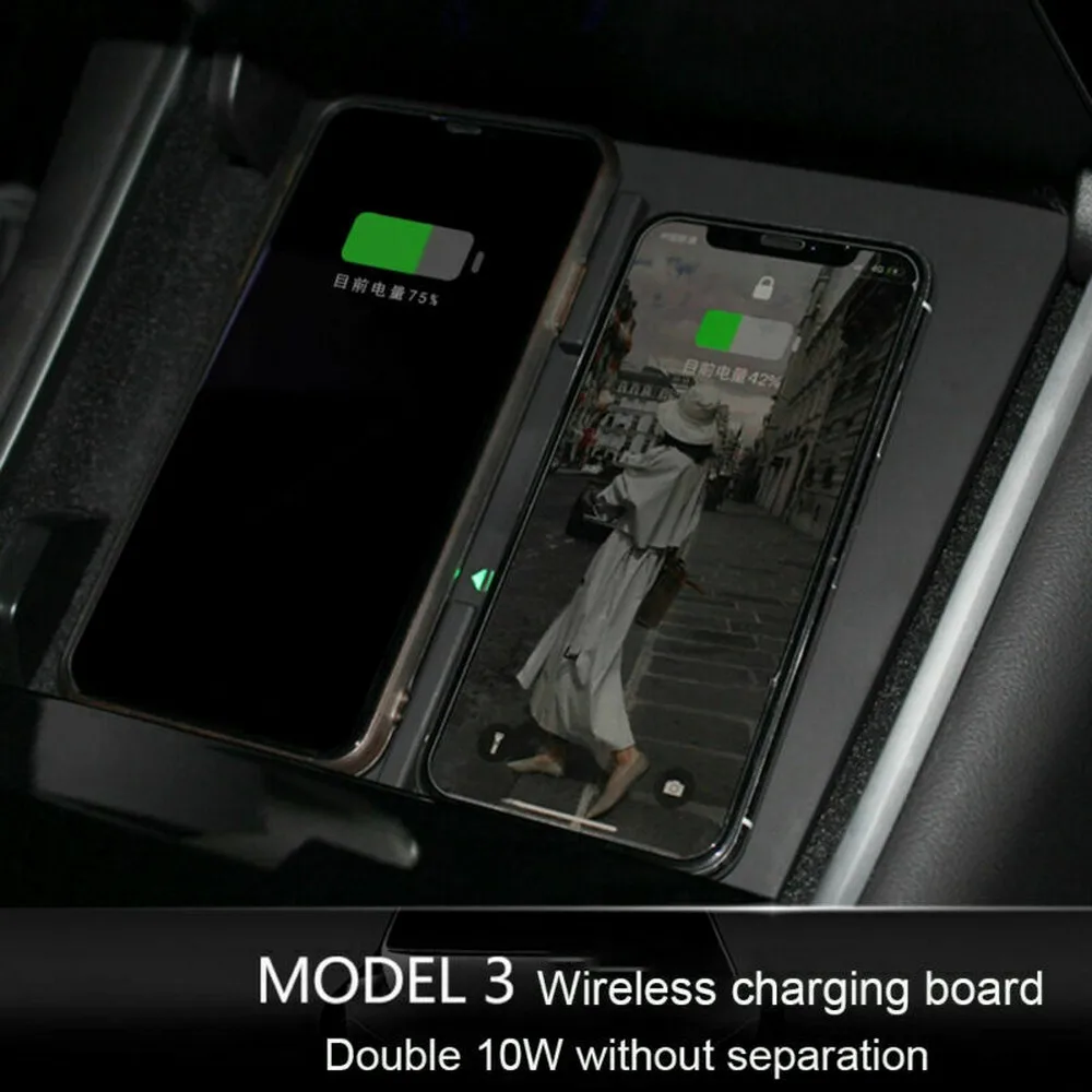 Už Tesla Model 3 Greitai, Belaidis Kroviklis Konsolė Telefonas Dual Charging Pad