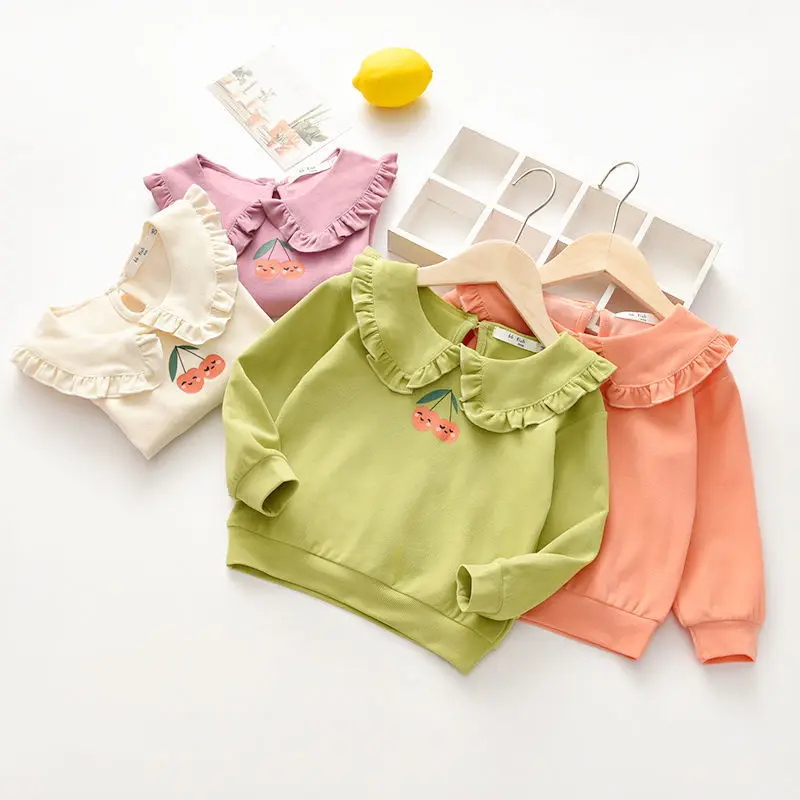 VIDMID Mergaičių Rudenį Long Sleeve T-shirt Vaikų 2-6 Metų amžiaus Kūdikiui Apykaklės Kūdikio Rudens Ir Žiemos Dugno Marškinėliai P43