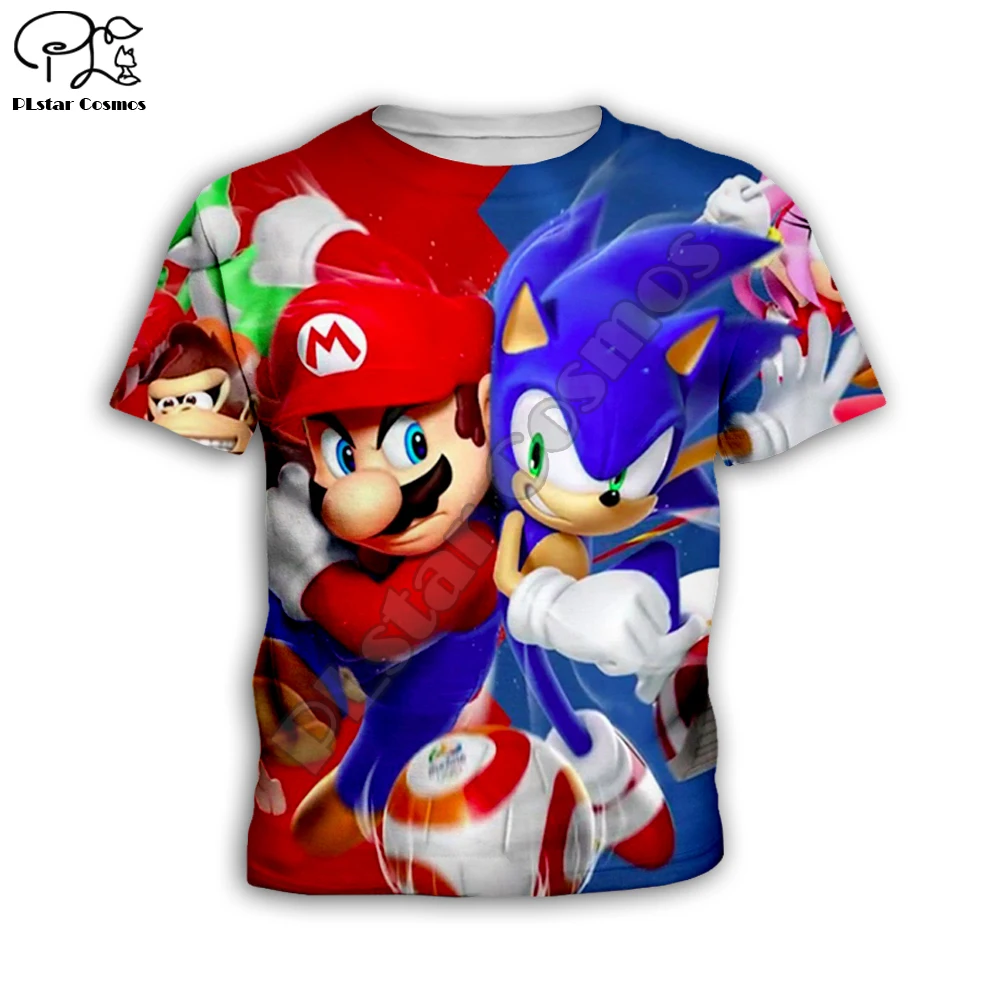 Vaikai Nustatyti, Super mario, Sonic 3d anime marškinėlius Atsitiktinis Šortai Vaikams viršūnes Trumpas Rankovės Tees Animacinių filmų Vasaros kostiumas berniukui, mergina t shirts