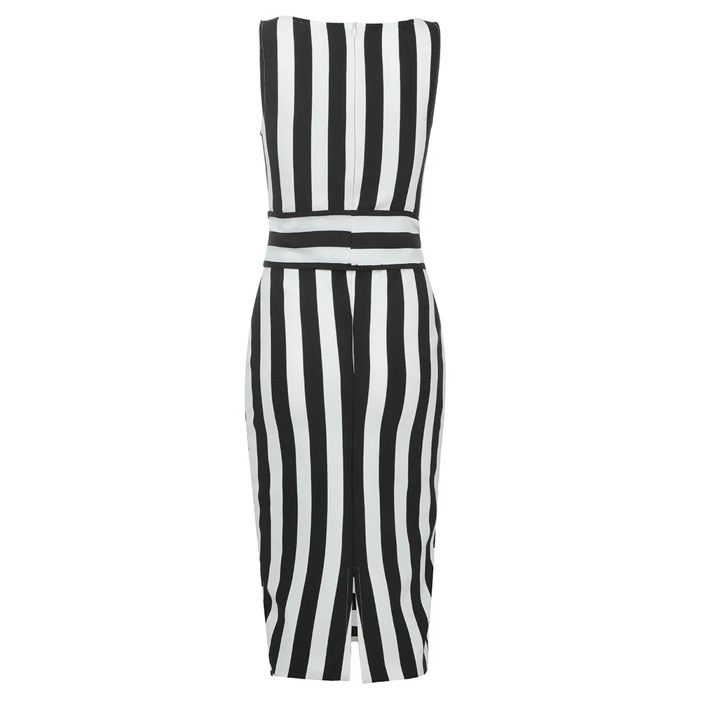 Vasarą Naujas Baltas Juodas Vertikaliai Dryžuotas Rankovių Tvarstis Suknelė Elegantiškas Moteris Bodycon Suknelė Elegantiškas Garsenybių Suknelės, Šaliai