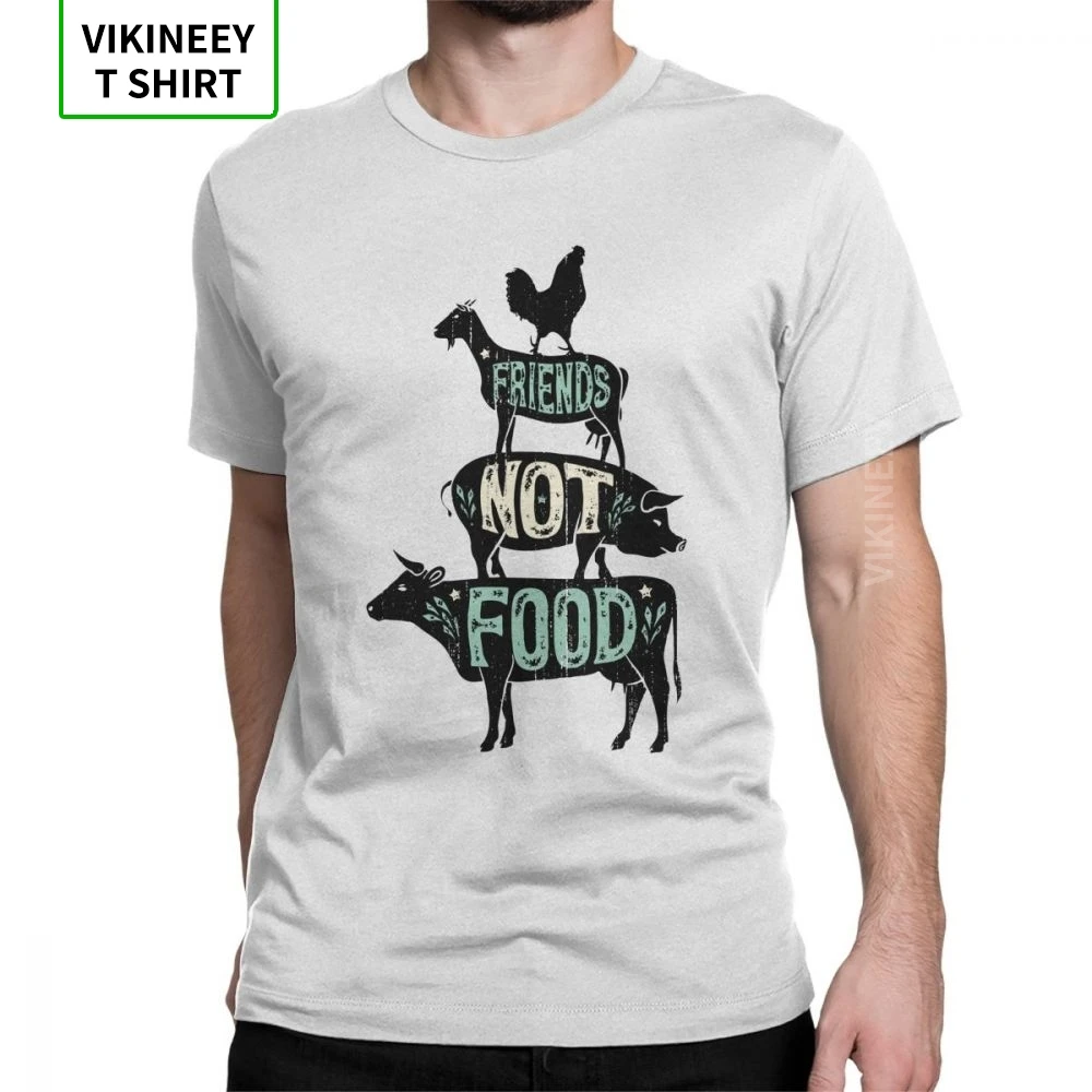 Vyro Draugai Ne Maisto Vegan Vegetaras Gyvūnų Mylėtojai T-Shirt, Derliaus Nelaimę T-Shirt Juokinga Trumpomis Rankovėmis Drabužius, Grynos Medvilnės