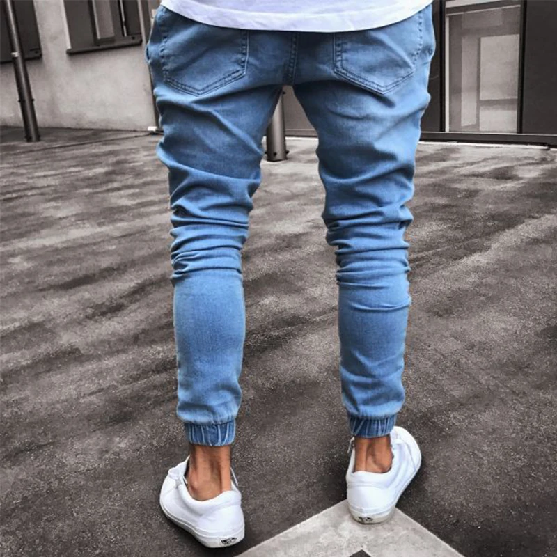 Vyrų Mados Paprasta Mados Atsitiktinis Multi Nėrinių Plisuotos Kojų Privalomų Dizaino vyriški Pieštuku džinsai Juoda balta X-large