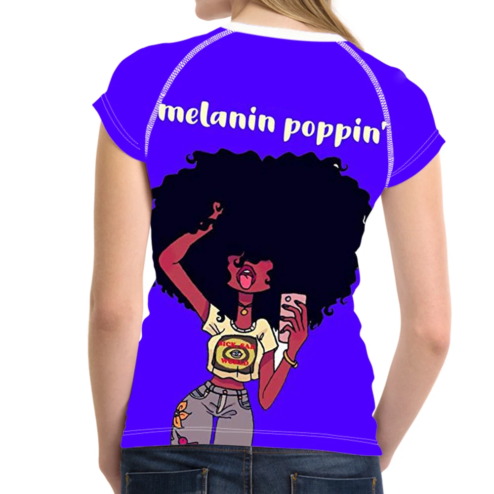 WHEREISART Juokingi Marškinėliai Moterims Melanino Poppin Spaudinių Trumpas Rankovės O-Kaklo Marškinėliai Moterims Punk Mergaičių Marškinėliai, Femme Vasaros Viršūnes
